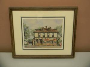 MARY OSTAZESKI  COUNTRY STORE  SIGNED & NUMBERED 129 of 1000 - PROFESSIONALLY FRAMED - GREAT PIECE - APPROX 16 BY 13 - SEE PICTURES