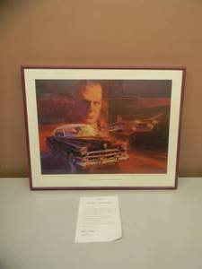 THE LEGEND OF DeVILLE OFFICIAL CADILLAC PRINT - PROFESSIONALLY FRAMED ORIGINAL -  NICE - APPROX 21 BY 17 - SEE PICTURES