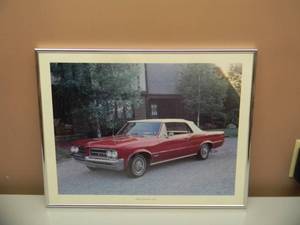 1964 PONTIAC GTO FRAMED PHOTO - NICE - APPROX 20 BY 16 - SEE PICTURES