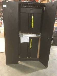 HUSKY Regular Duty Welded 78 in. W x 75 in. H x 19 in. D Steel Garage Cabinet Set in Black (4-pc) damaged see pictures