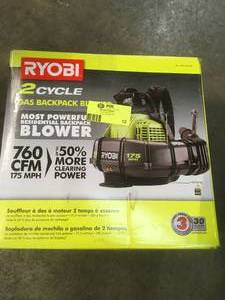 Ryobi 2 Cycle Backpack Blower open box in like new condition