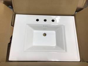 White Ceramic Vanity sink 3 holes see pictures