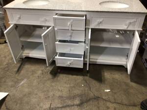Bath Vanity Cabinet  in White hair line crack see pictures
