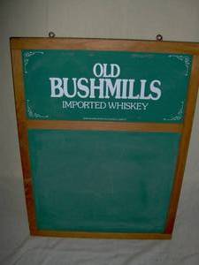 Old Bush Mills whiskey chalkboard wood frame. 24 x 18. As shown.