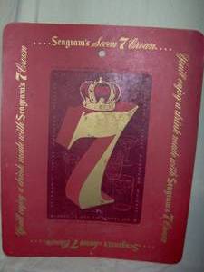 Seagrams 7 dual sided store sign. Cardboard. Looks like 1960s or 1970s. 25 x 20. As shown.