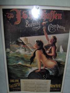 J & M Haffen brewing poster with mermaids. 1909 calendar. 11 x 16. As shown.