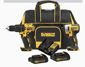 lot 13 image: DEWALT 2-Tool 20V MAX LI-ION Cordless Brushless DrillDriver  Impact Driver Combo Kit with Soft Sided Storage (Charger Included and (2) 1.3Ah Batteries Included)