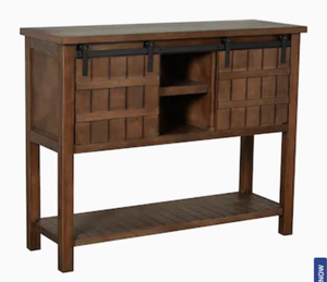 lot 15 image: Ash Brown Farmhouse Console Table (retain price of $309)
