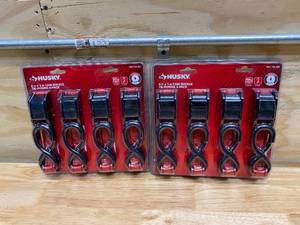 lot 39 image: HUSKY Lot of 2-  6 ft. x 1 in. Cam Buckle Tie-Downs 4-Pack