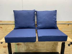 lot 71 image: ARDEN SELECTIONS Lot of 2- 24 x 24 Sapphire Leala Texture 2-Piece Deep Seating Outdoor Lounge Chair Cushions