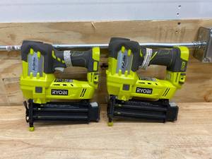 lot 95 image: RYOBI- Lot of 2 Cordless AirStrike 18-Gauge Brad Nailers (Tools Only). Models P320 and P320VN.