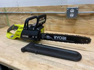 lot 98 image: RYOBI 16 in. 40-Volt Brushless Lithium-Ion Cordless Chainsaw (Tool Only) (for parts or repair)