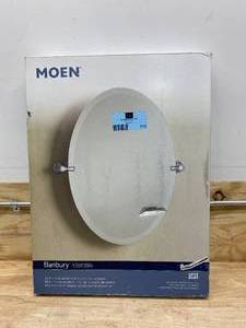 lot 113 image: MOEN Banbury 26 in. x 23 in. Frameless Pivoting Wall Mirror in Brushed Nickel