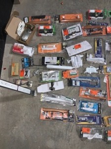 ASSORTED PATIO DOOR HANDLES AND accessories. SEE PICTURES