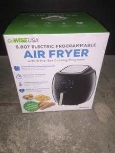 GOWISE USA 8-IN-1 5.8QT. CHILL RED AIR FRYER WITH 6-PIECE ACCESSORY SET AND 50-RECIPES BOOK. SEE PICTURES