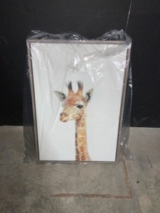 KATE AND LAUREL SYLVIE ANIMAL STUDIO GIRAFFE BY AMY PETERSON FRAMED CANVAS WALL ART. SEE PICTURES