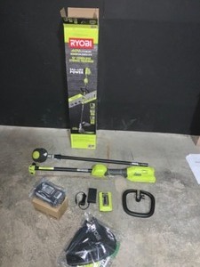 RYOBI 40-VOLT LITHIUM-ION CORDLESS ATTACHMENT CAPABLE STRING TRIMMER WITH 4.0 AH BATTERY AND CHARGER. SEE PICTURES