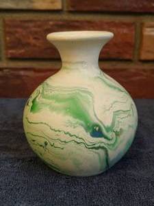Nemadji Pottery Cream & Green Vase, and Brown vase