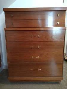 MCM Bassett Four Drawer Tallboy Dresser