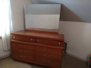MCM Bassett Six Drawer Lowboy Dresser with Mirror