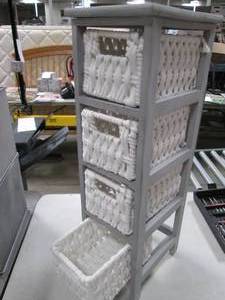 Slim wooden 4 tier storage shelf wi...