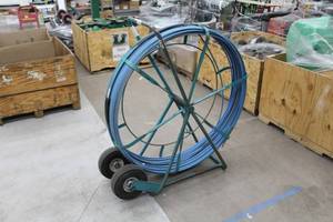 lot 306 image: Steel with Rubber Tires Cable Installer Cart Light Blue 44Lx14Wx50H