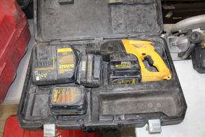 lot 317 image: DeWalt 24V Cordless Rotary Hammer Steel Drilling 12 DW064  with Battery (x3), Charger, Case