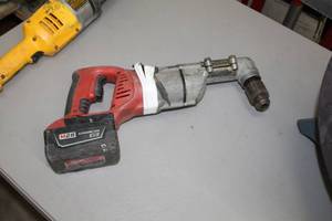 lot 350 image: Milwaukee 28V Cordless Heavy Duty Angle Drill  with Battery