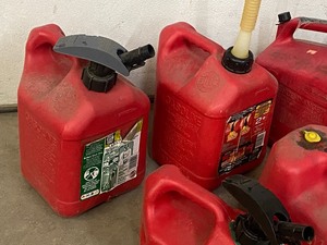 lot 38 image: Lot Of (7) Assorted Gas Cans