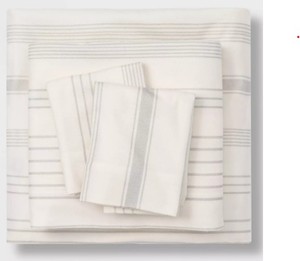 lot 657 image: Solid Flannel Sheet Set Queen - Threshold - Gray Stripe