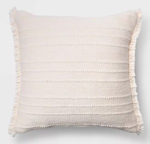 lot 659 image: Oversized Cotton Textured Striped Throw Pillow with Fringe - Threshold