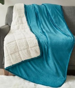 lot 669 image: Sleep Philosophy Velvet to Berber Teal 60 in. x 80 in. 15 lbs. Weighted Blanket