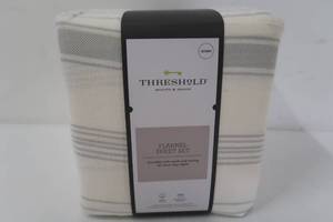 lot 667 image: Solid Flannel Sheet Set Queen - Threshold - Gray Stripe