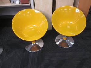 (2) Yellow Egg Chairs See Photos...