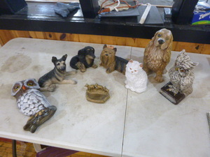 Dog, Cat Owl Statues