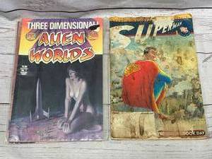 Vintage Alien Worlds�#1�& Superman Comic Books�
