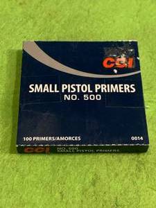 lot 5 image: 100 Small Pistol Primers No.500 (no shipping)