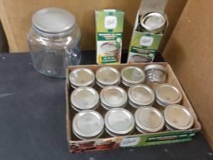 Jam Jars, Lids and Glass jar...