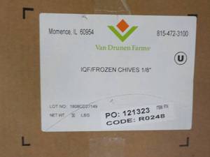 30 lb. Box Frozen Chives 18...