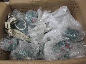 box of green glass wear ...