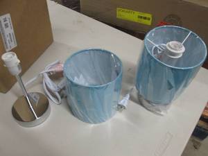 2 small blue lamps with shades ...