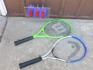 Qty of 2 tennis raquets. 1 head titanium 1 wilson advantage xl. As shown.
