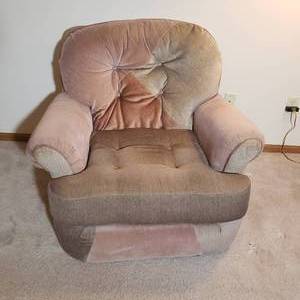 lot 121 image: 70s patchwork Armchair and Ottoman