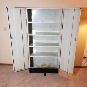 lot 131 image: Aluminum Kitchen Pantry Cabinet