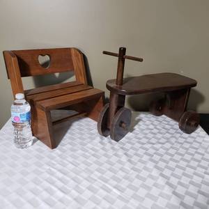 lot 175 image: Charming Wooden Childs Scooter and Bench