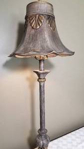 lot 192 image: Metal Scalloped Shade Candlestick Table Lamp