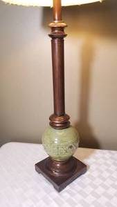 lot 159 image: Celanese Ceramic Ball Table Lamp with Chenille Shade