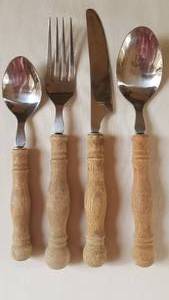 lot 200 image: Lifetime Cutlery Wood Handle Flatware Service for 12
