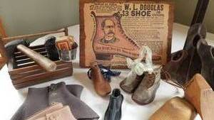 lot 86 image: Antique Cobblers Collection  Shoes, Spats, Molds, Iron Forms and Tools
