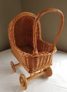 lot 48 image: Wicker Basket Baby Carriage Full of Bunny Rabbits